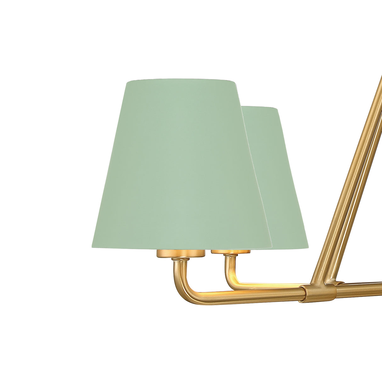 Banks 4 Light Chandelier 32", Sage Green and Brass