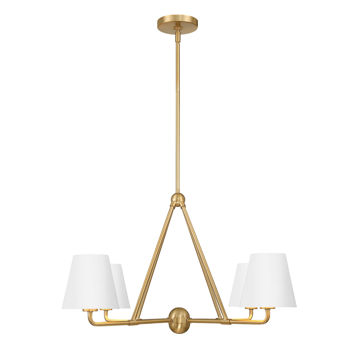 Banks 4 Light Chandelier 32", White and Brass