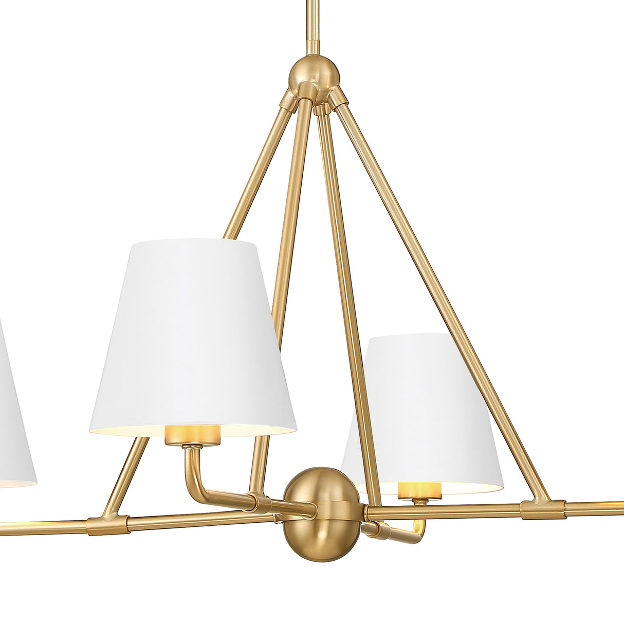 Banks 4 Light Chandelier 32", White and Brass