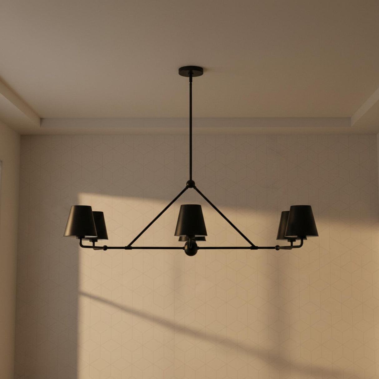 Banks 6 Light Linear Chandelier 46", Matte Black