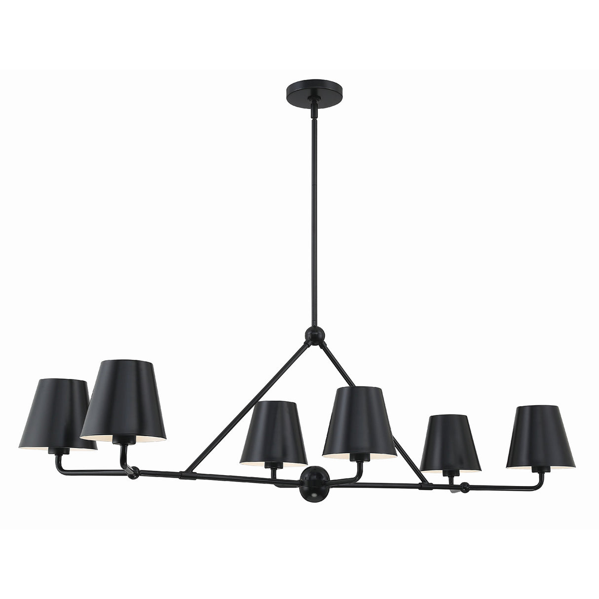 Banks 6 Light Linear Chandelier 46", Matte Black