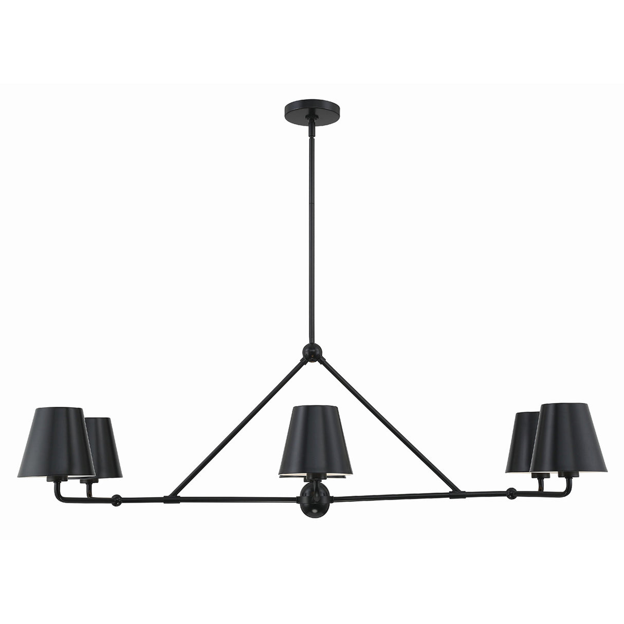 Banks 6 Light Linear Chandelier 46", Matte Black