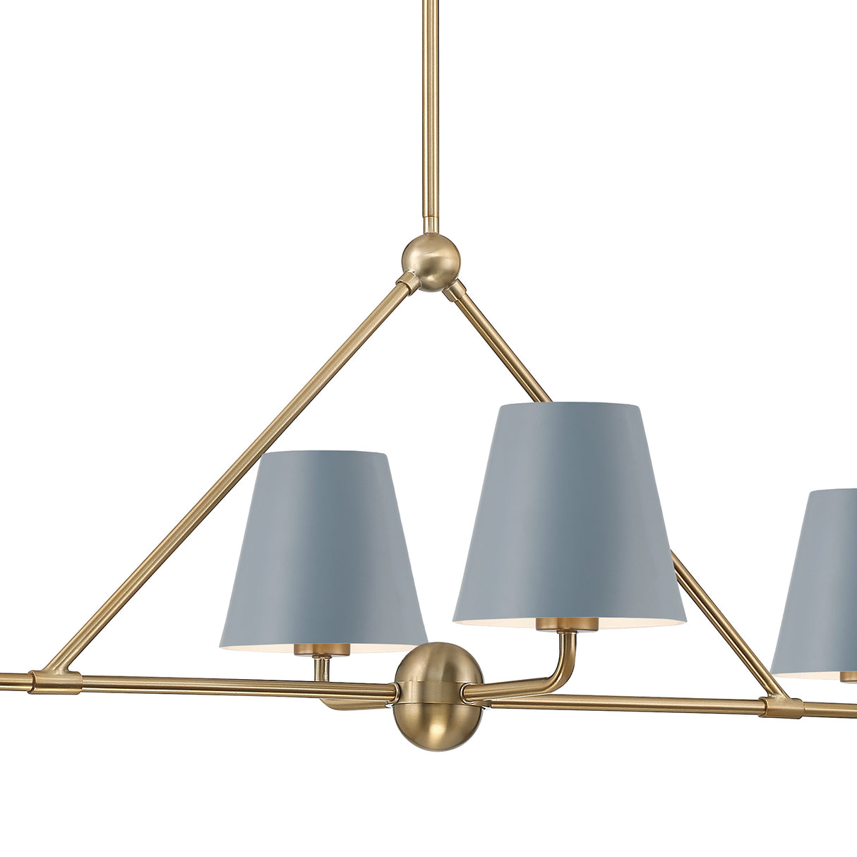 Banks 6 Light Linear Chandelier 46", French Blue and Brass