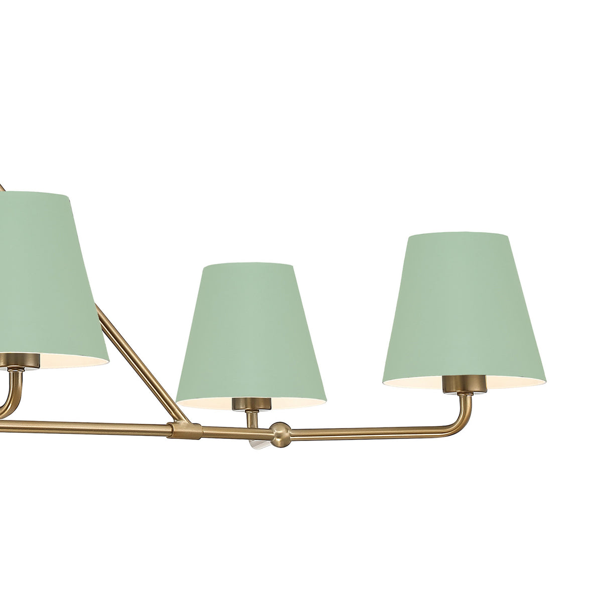 Banks 6 Light Linear Chandelier 46", Sage Green and Brass