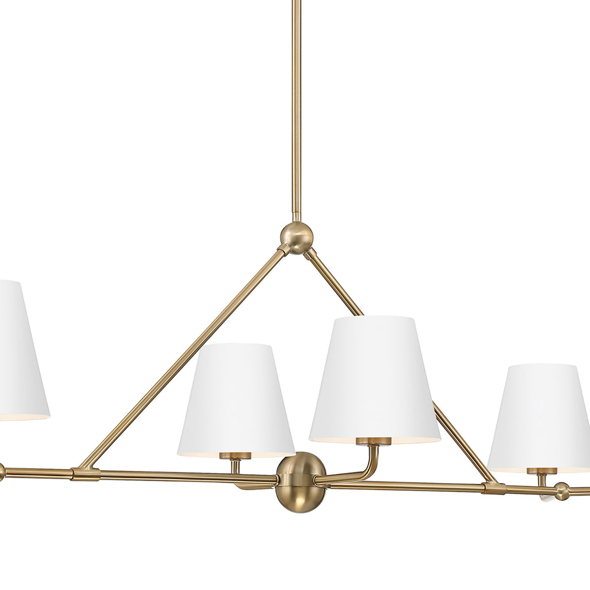 Banks 6 Light Linear Chandelier 46", White and Brass