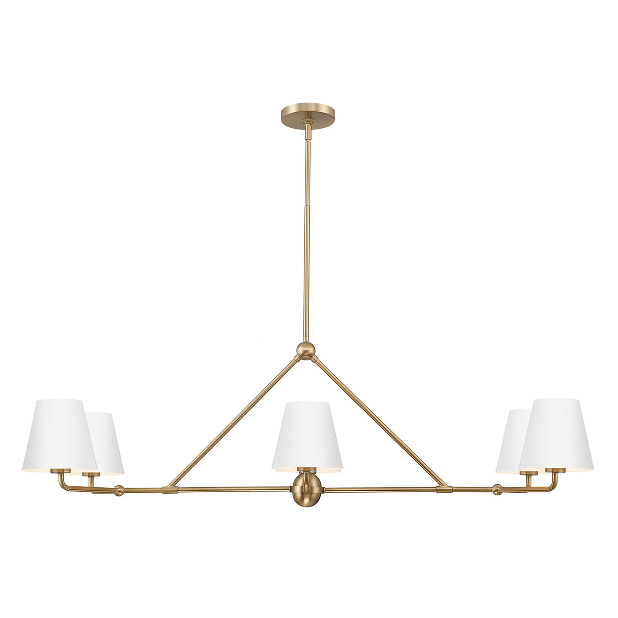 Banks 6 Light Linear Chandelier 46", White and Brass