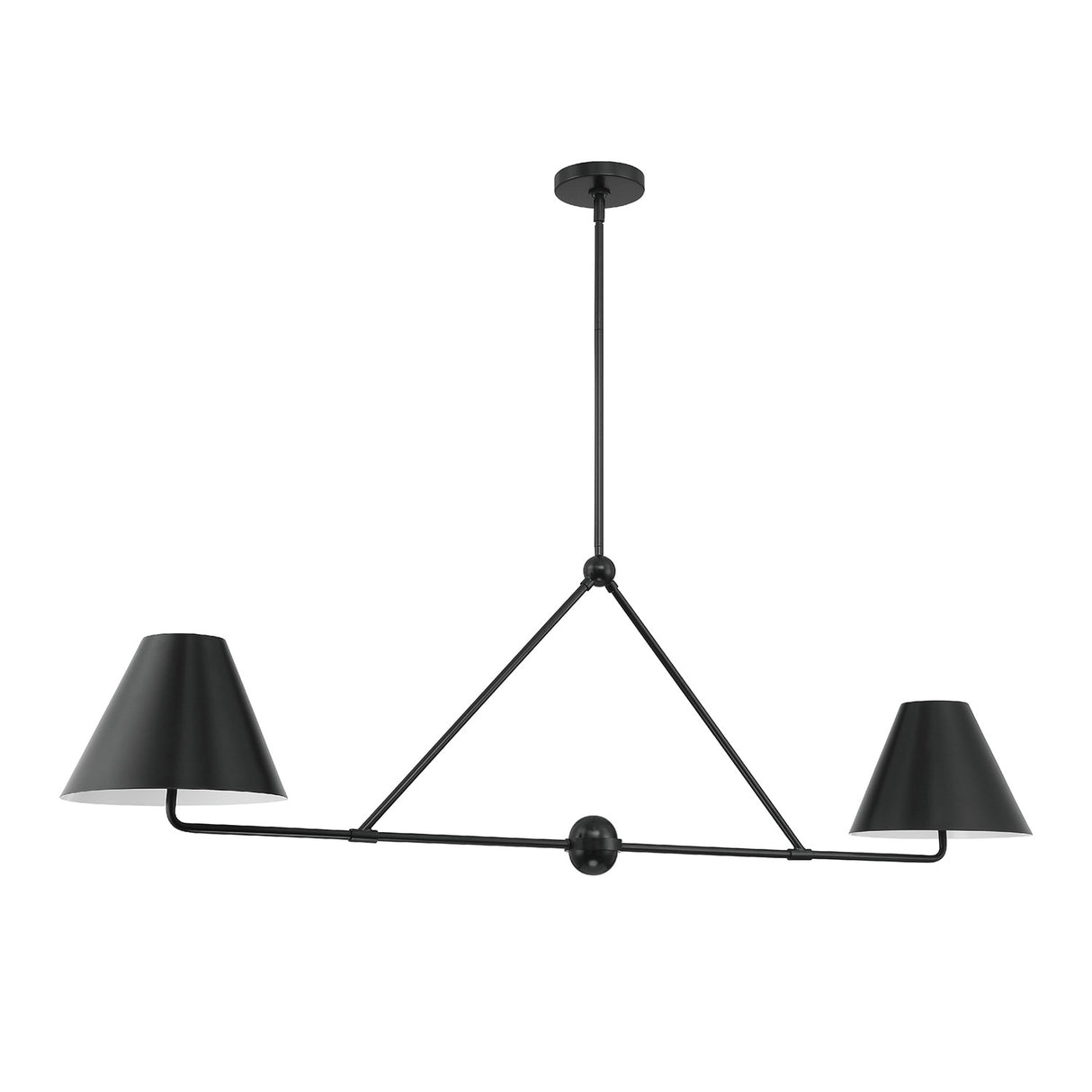 Banks 2 Shade Linear Pendant 54", Matte Black