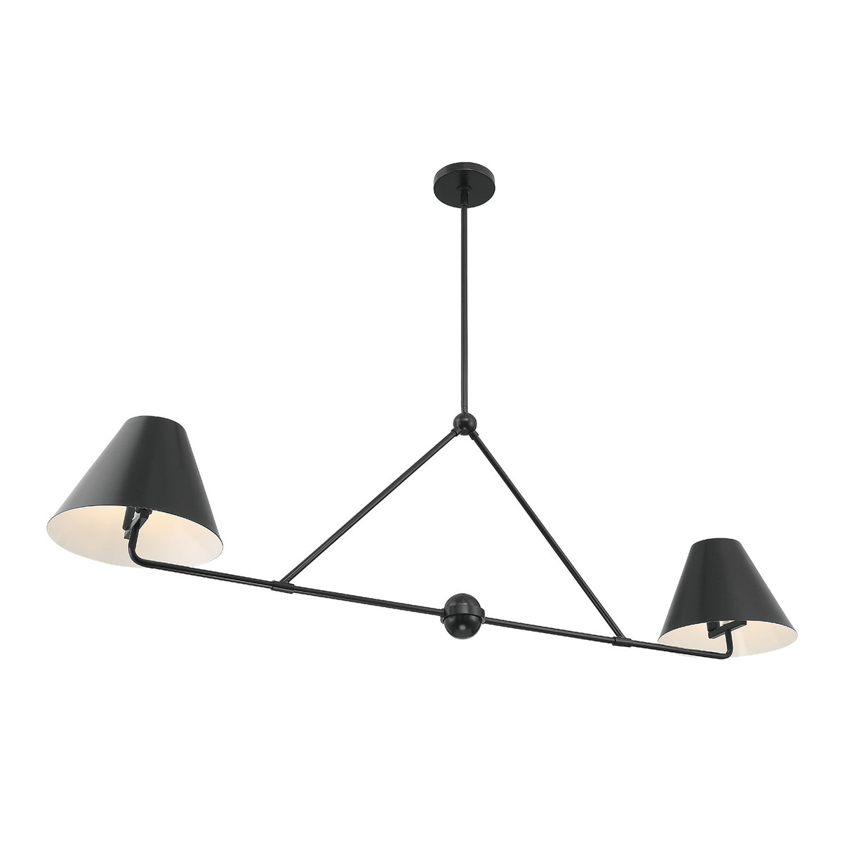Banks 2 Shade Linear Pendant 54", Matte Black