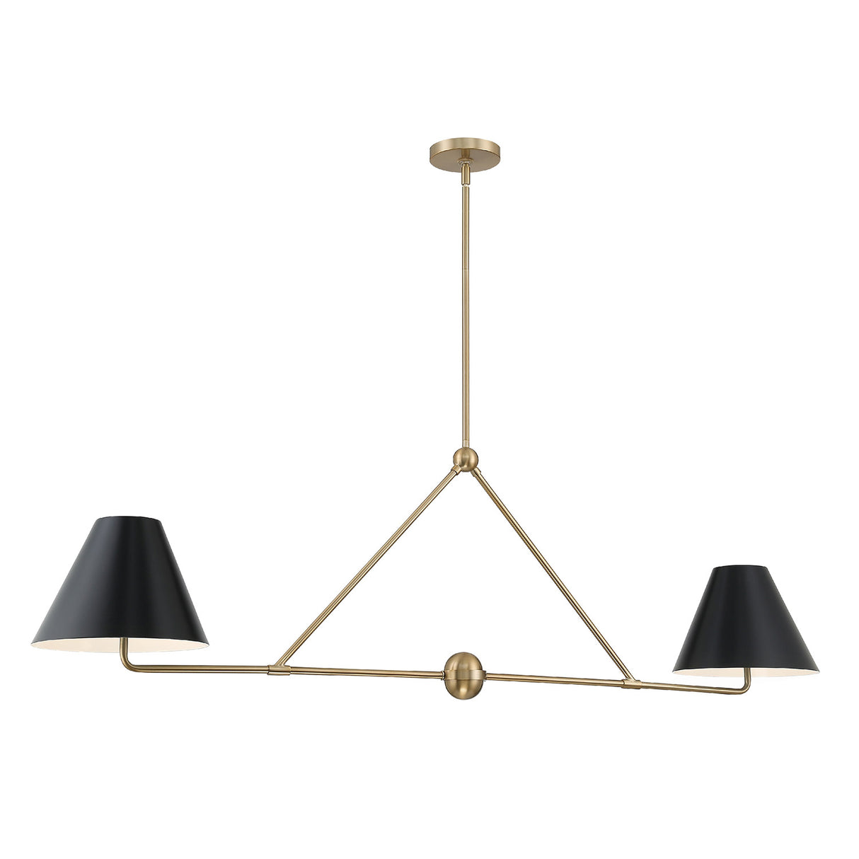 Banks 2 Shade Linear Pendant 54", Matte Black and Brass