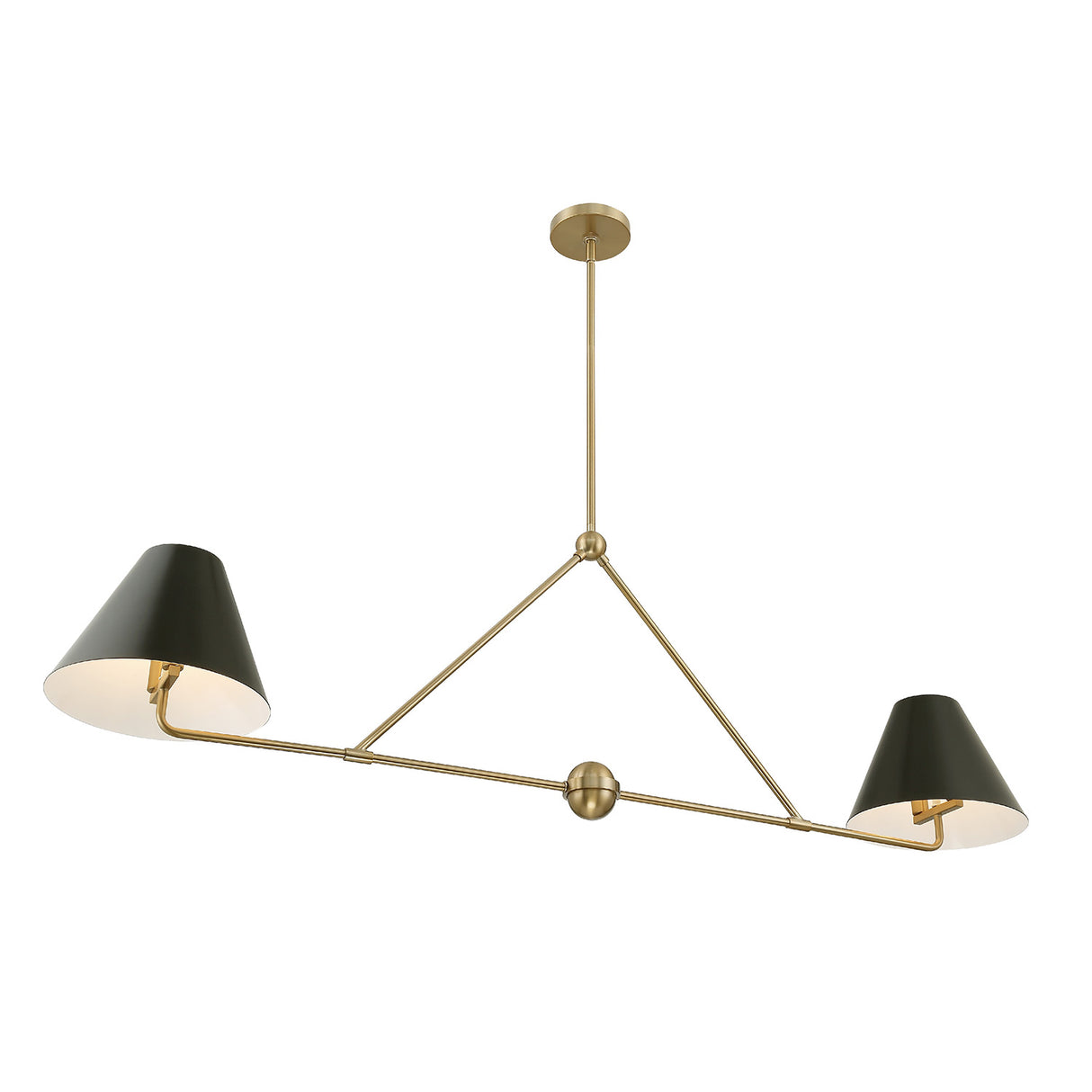 Banks 2 Shade Linear Pendant 54", Matte Black and Brass