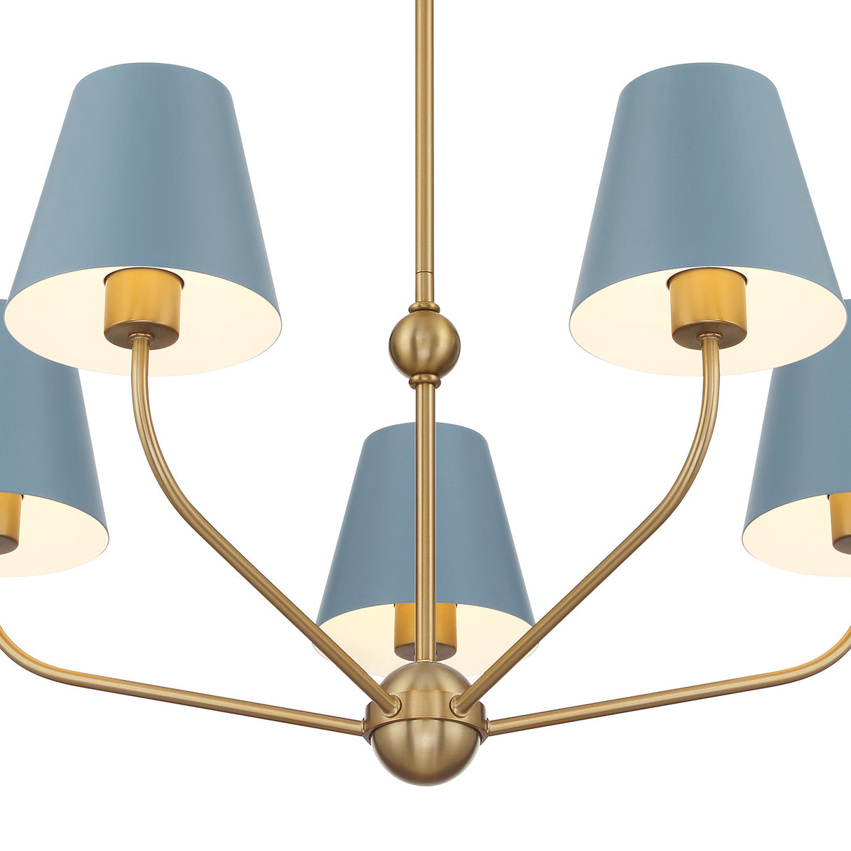 Banks 5 Light Chandelier 28", French Blue and Brass
