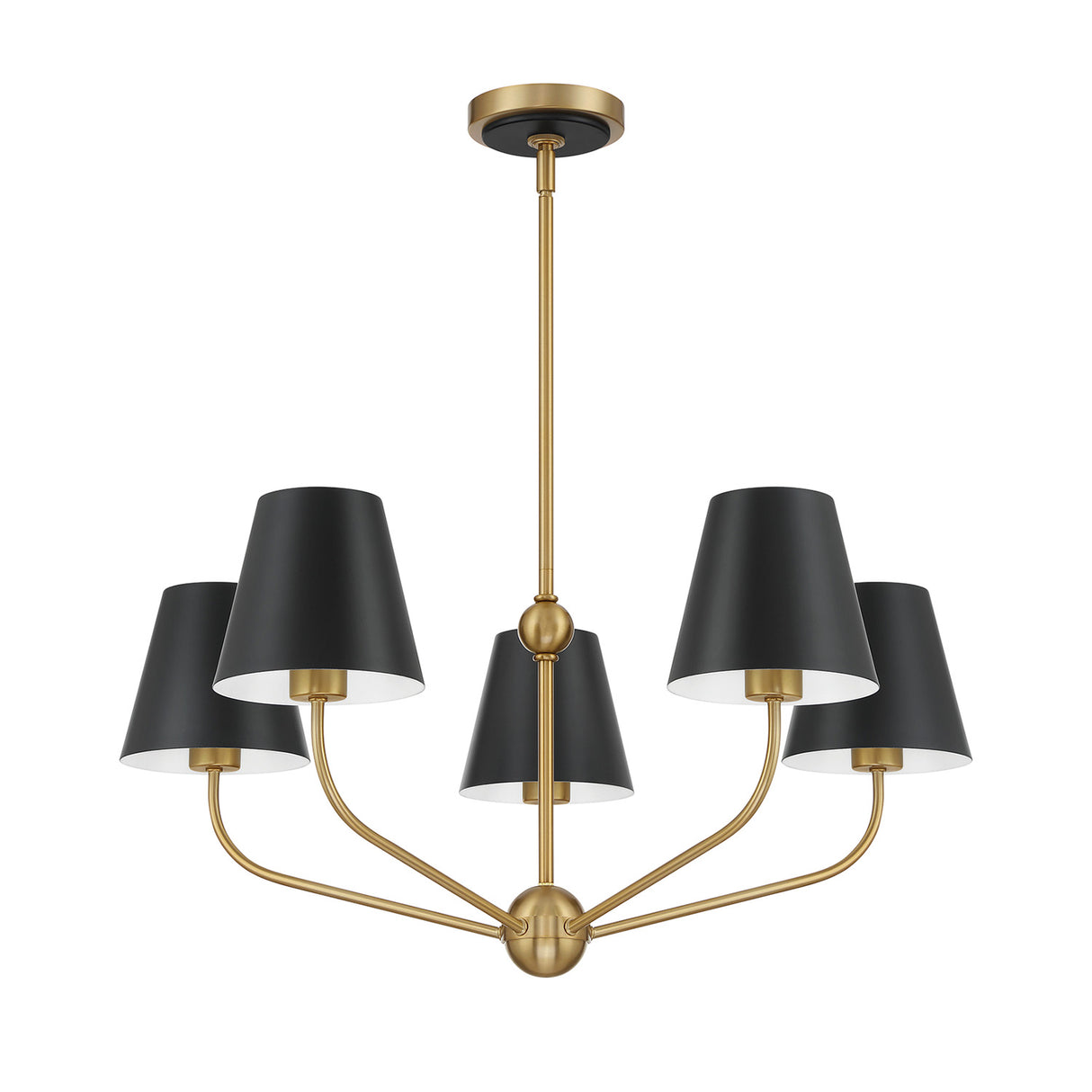 Banks 5 Light Chandelier 28", Matte Black and Brass