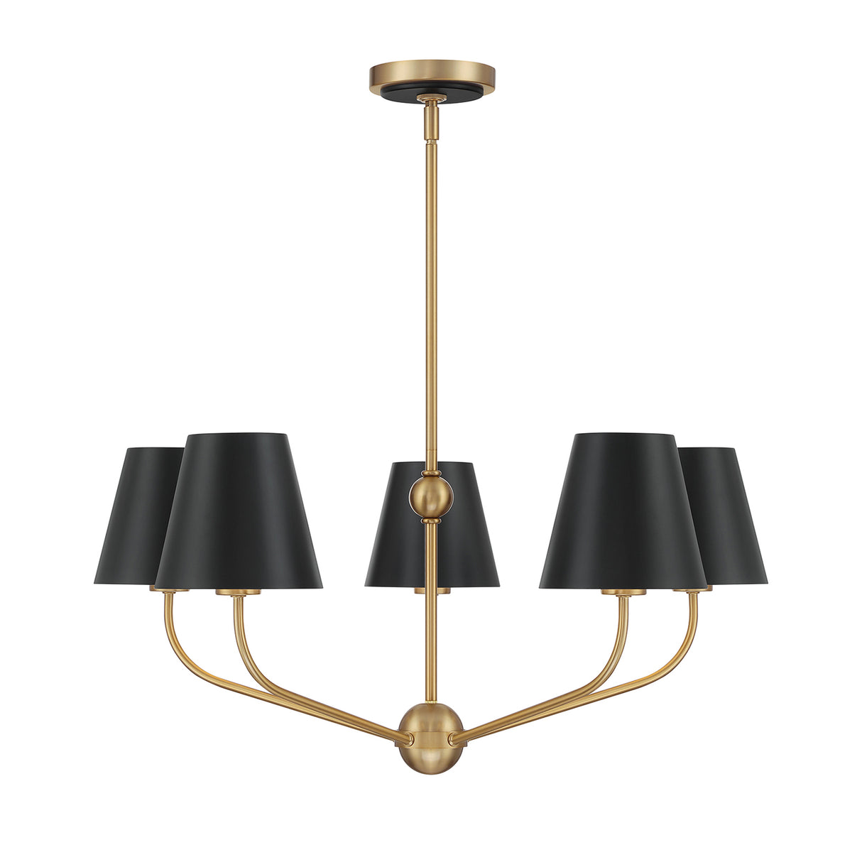 Banks 5 Light Chandelier 28", Matte Black and Brass