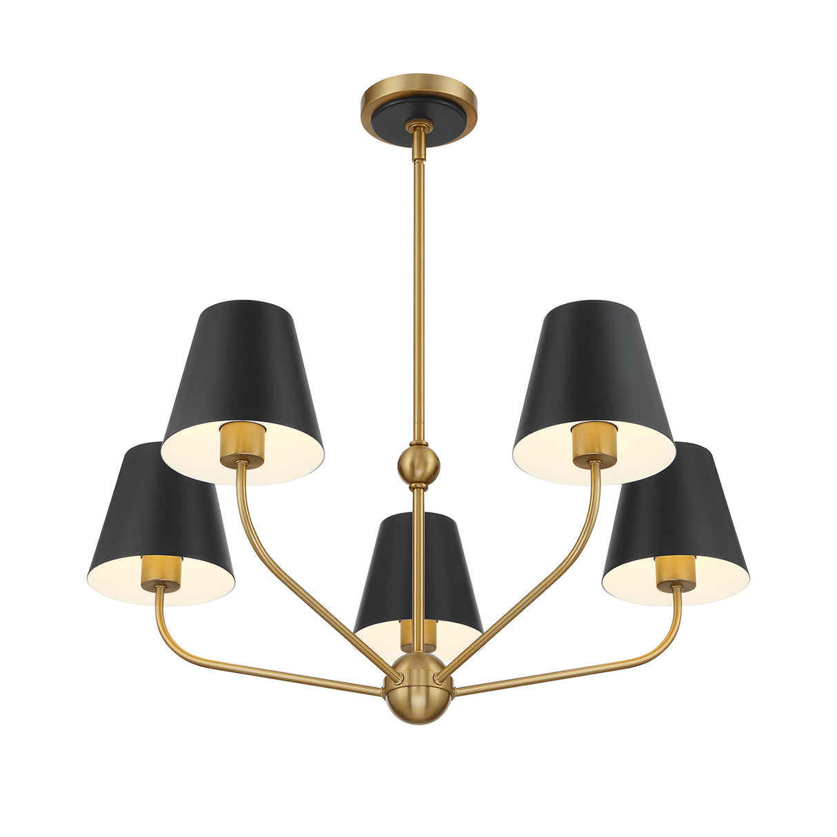 Banks 5 Light Chandelier 28", Matte Black and Brass