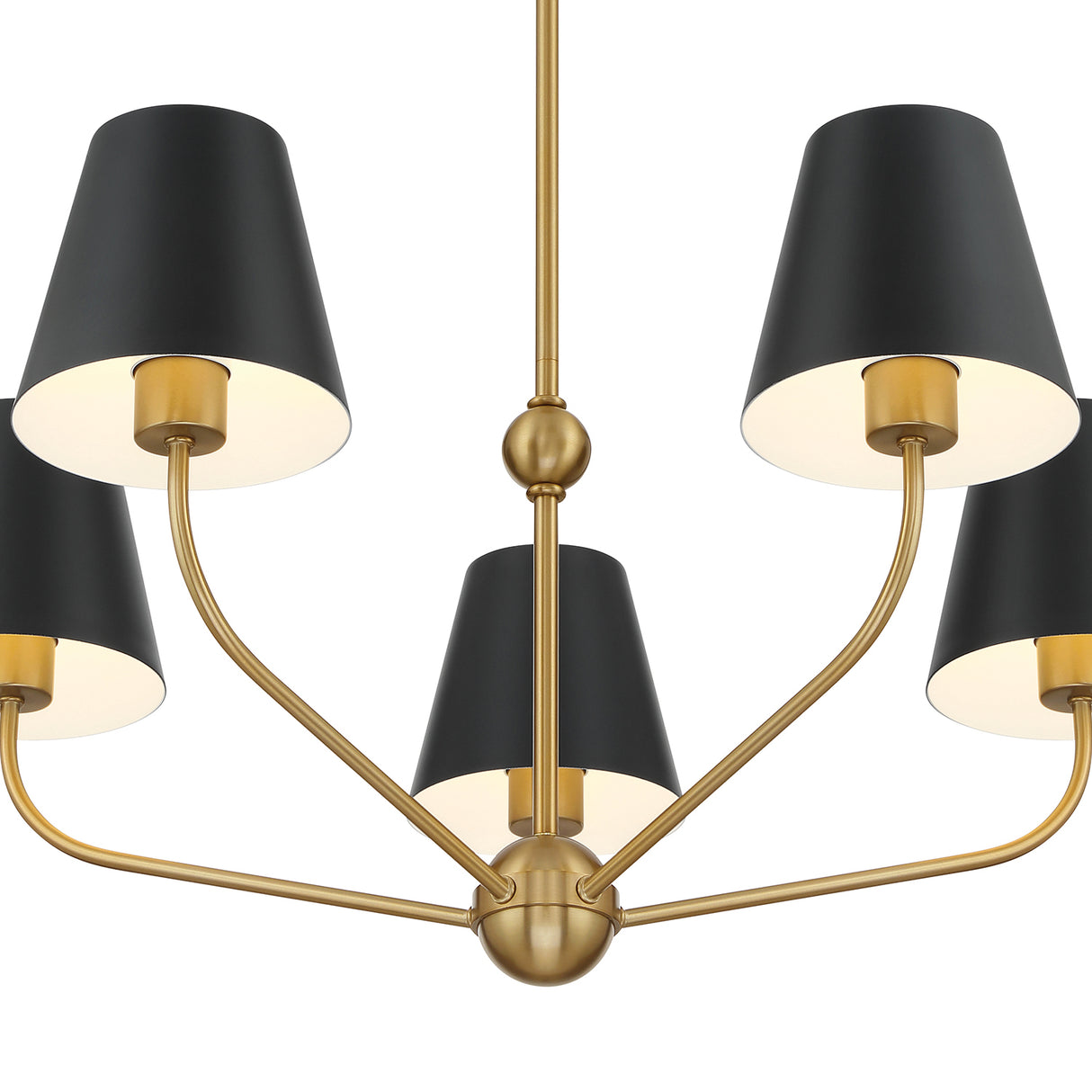Banks 5 Light Chandelier 28", Matte Black and Brass