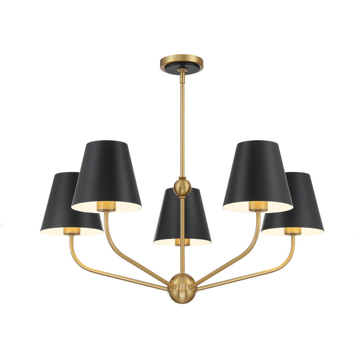 Banks 5 Light Chandelier 28", Matte Black and Brass