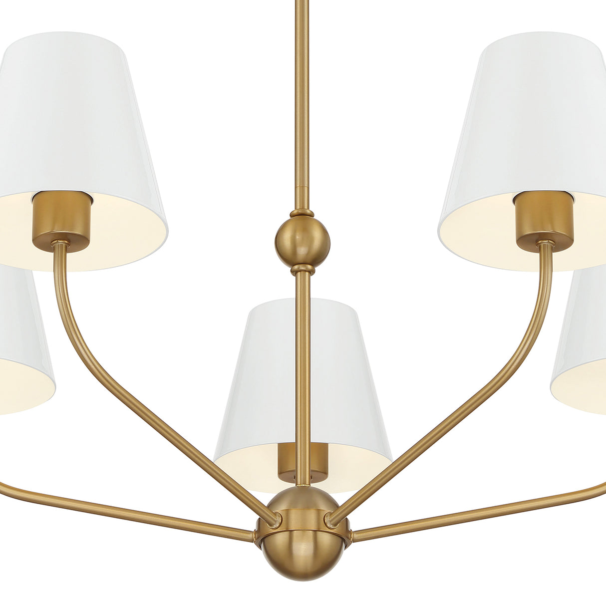 Banks 5 Light Chandelier 28", White and Brass
