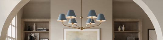Shop our Fall Favorites Lighting Sale and enjoy 15% off select styles, like the Banks 40" 6 Light Chandelier in French Blue.