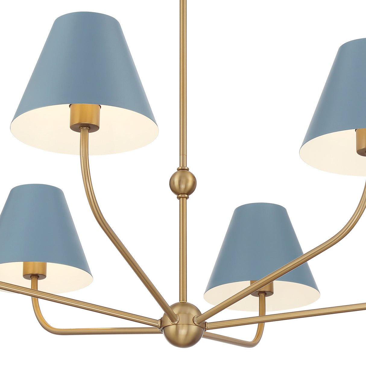 Banks 6 Light Chandelier 40", French Blue and Brass
