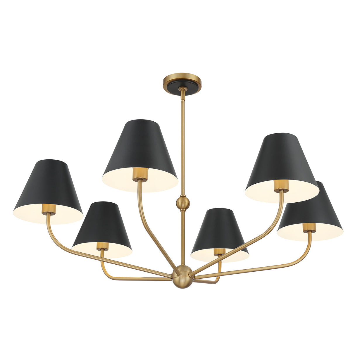 Banks 6 Light Chandelier 40", Matte Black and Brass