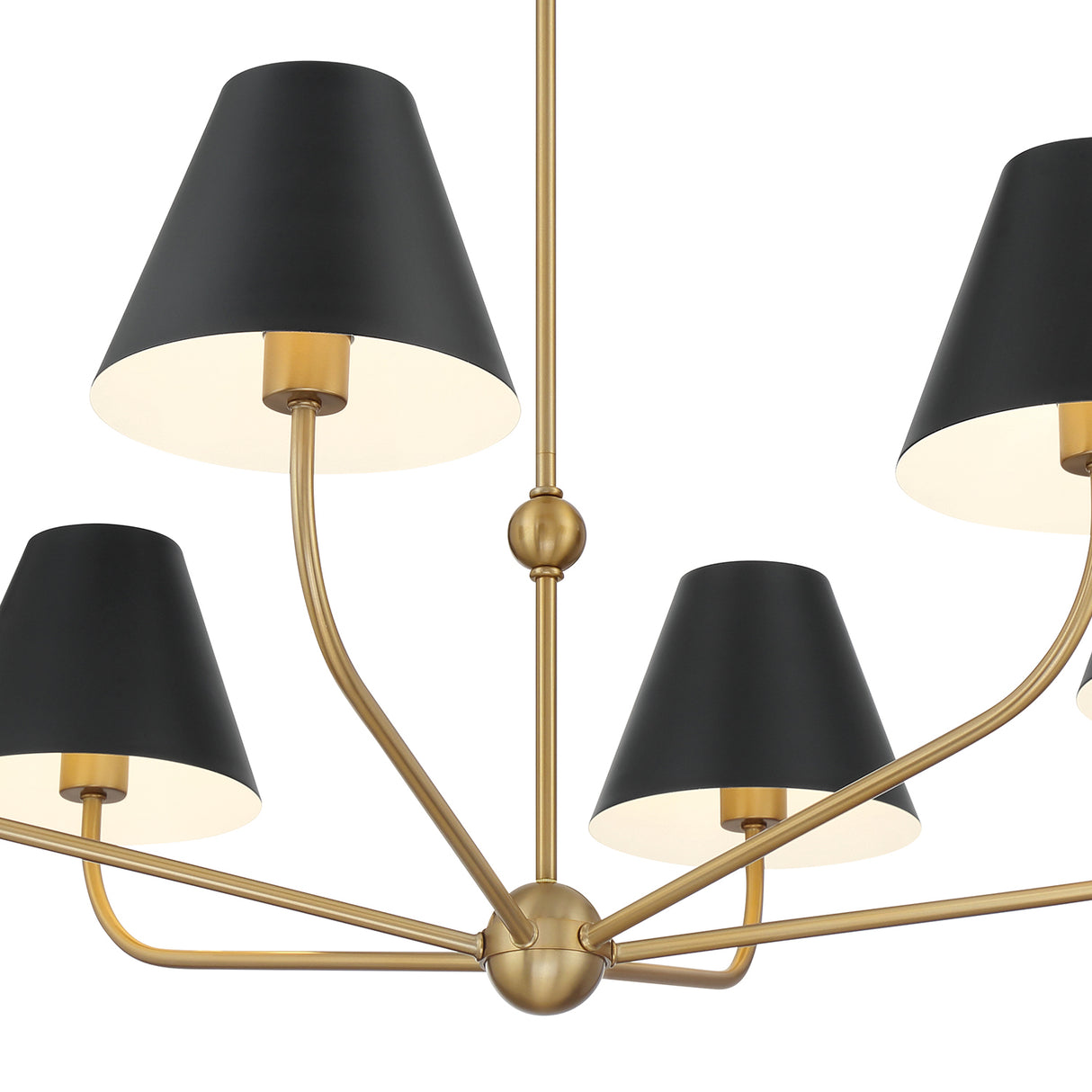 Banks 6 Light Chandelier 40", Matte Black and Brass