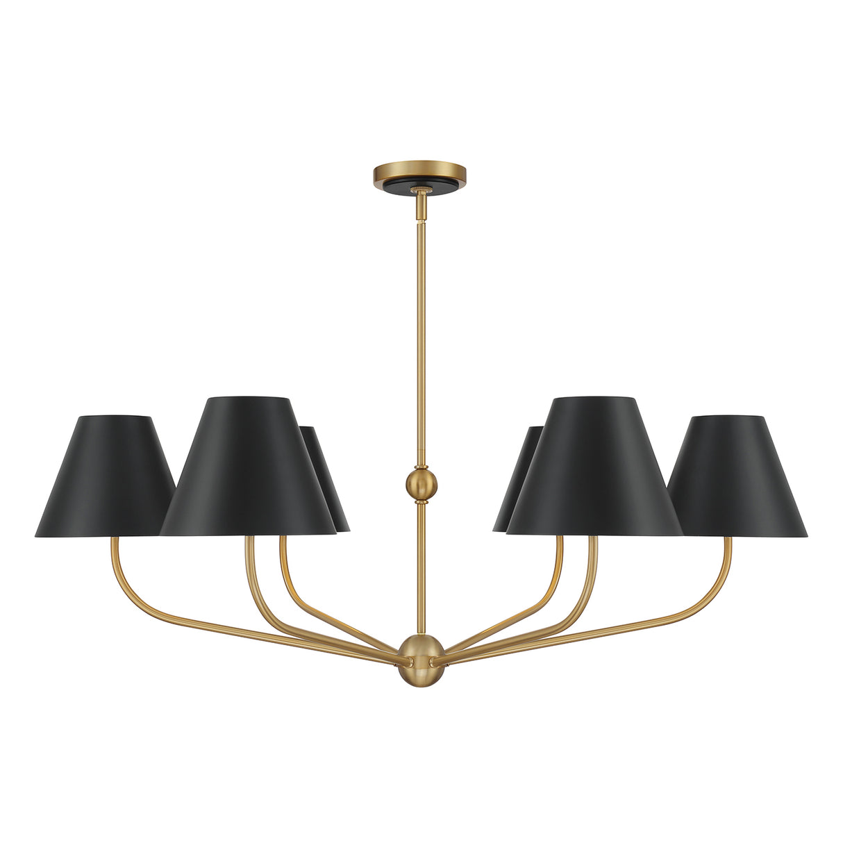 Banks 6 Light Chandelier 40", Matte Black and Brass