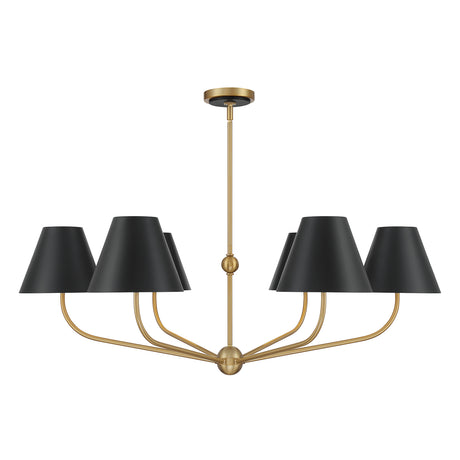 Banks 6 Light Chandelier 40", Matte Black and Brass