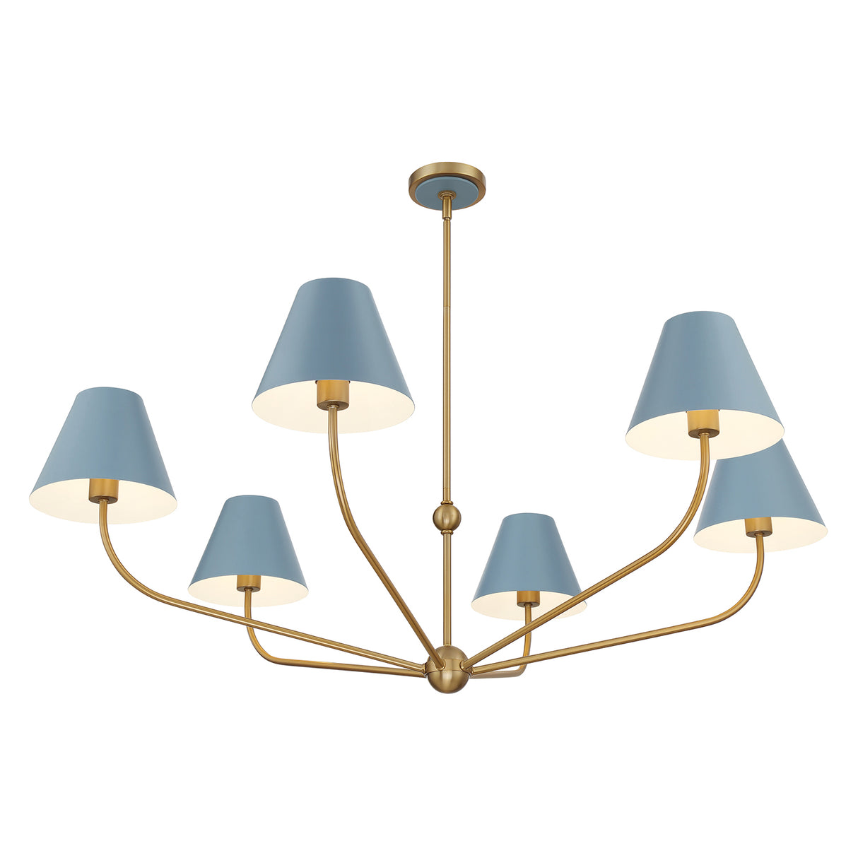 Banks 6 Light Chandelier 48", French Blue and Brass