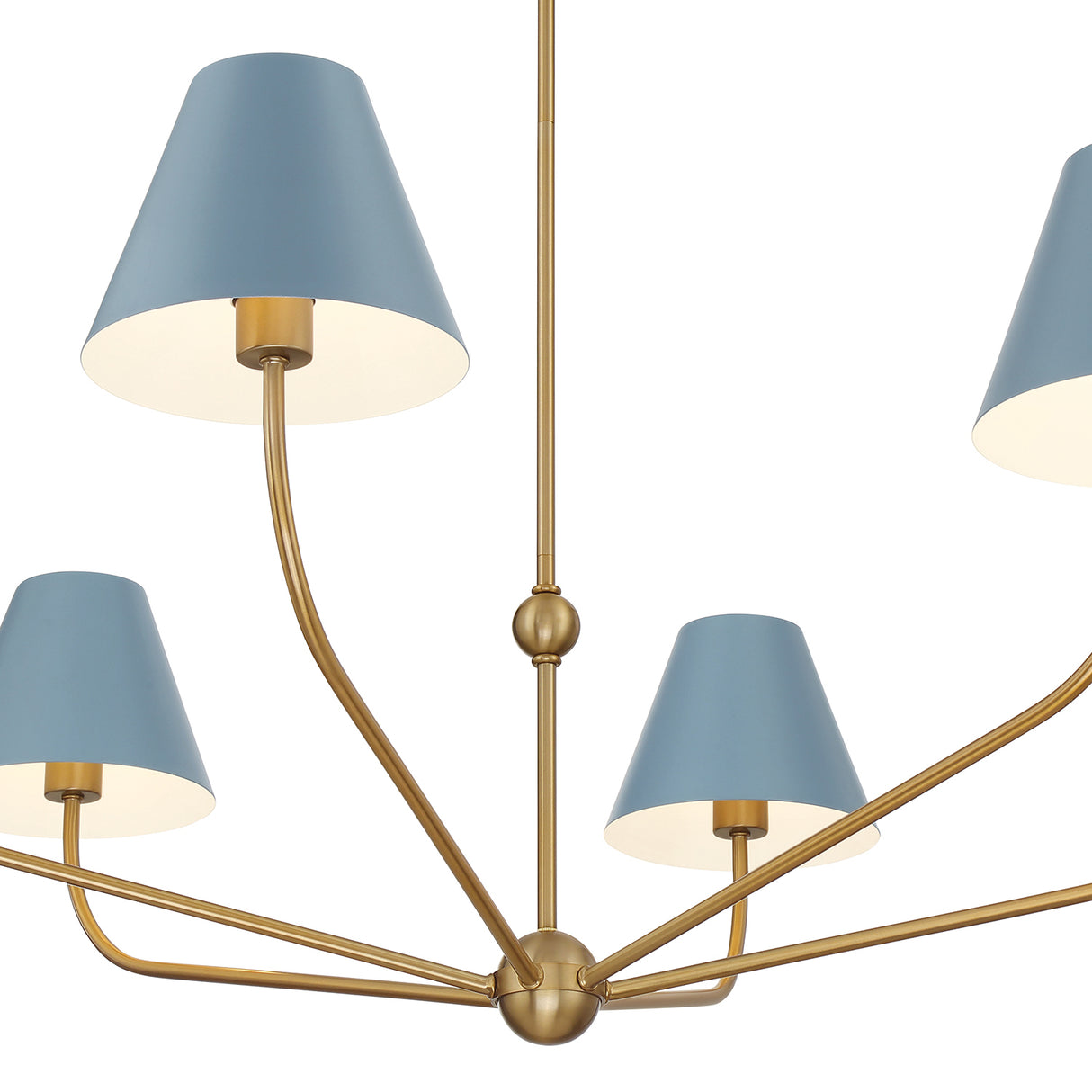 Banks 6 Light Chandelier 48", French Blue and Brass
