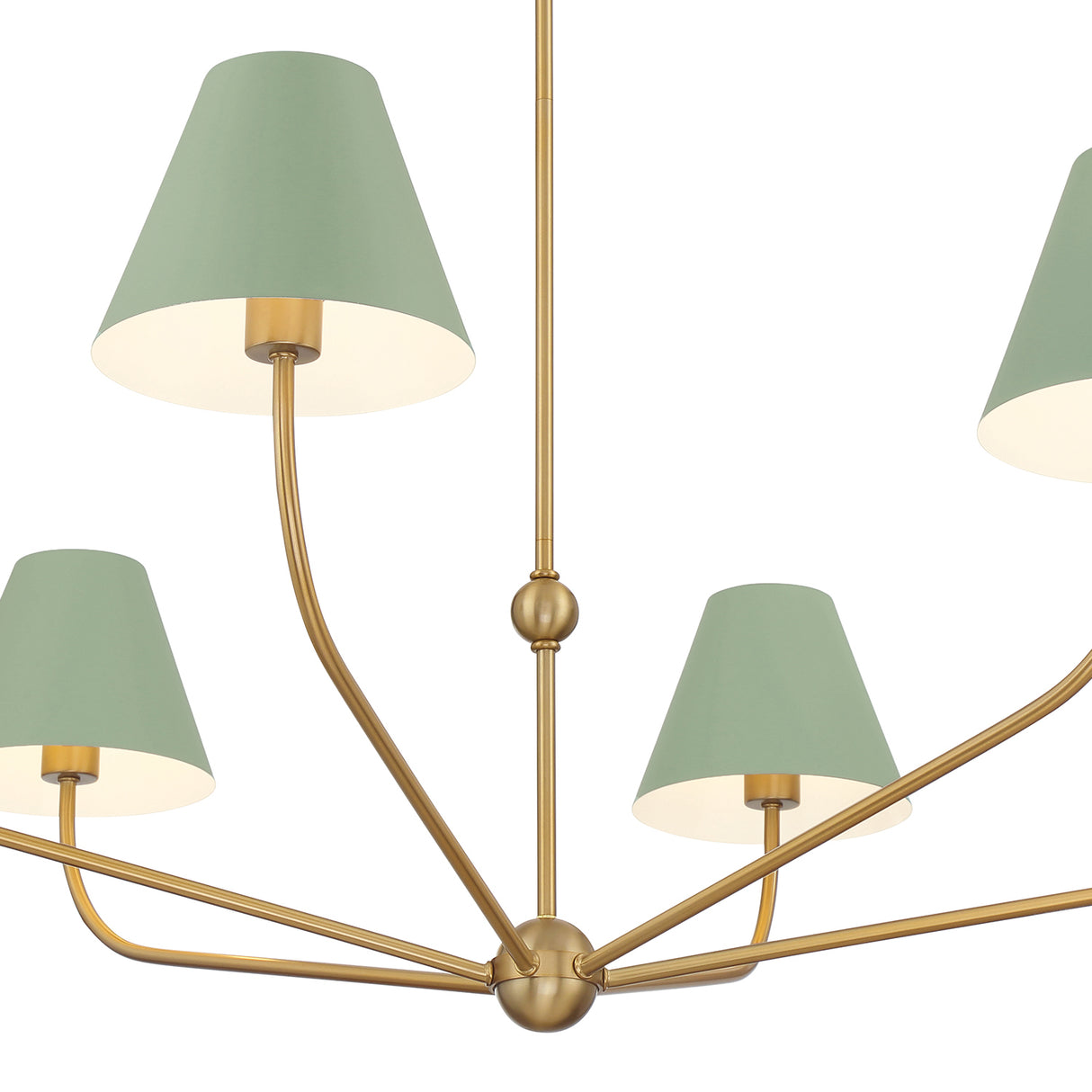 Banks 6 Light Chandelier 48", Sage Green and Brass
