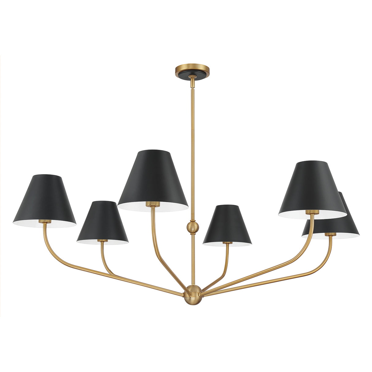 Banks 6 Light Chandelier 48", Matte Black and Brass