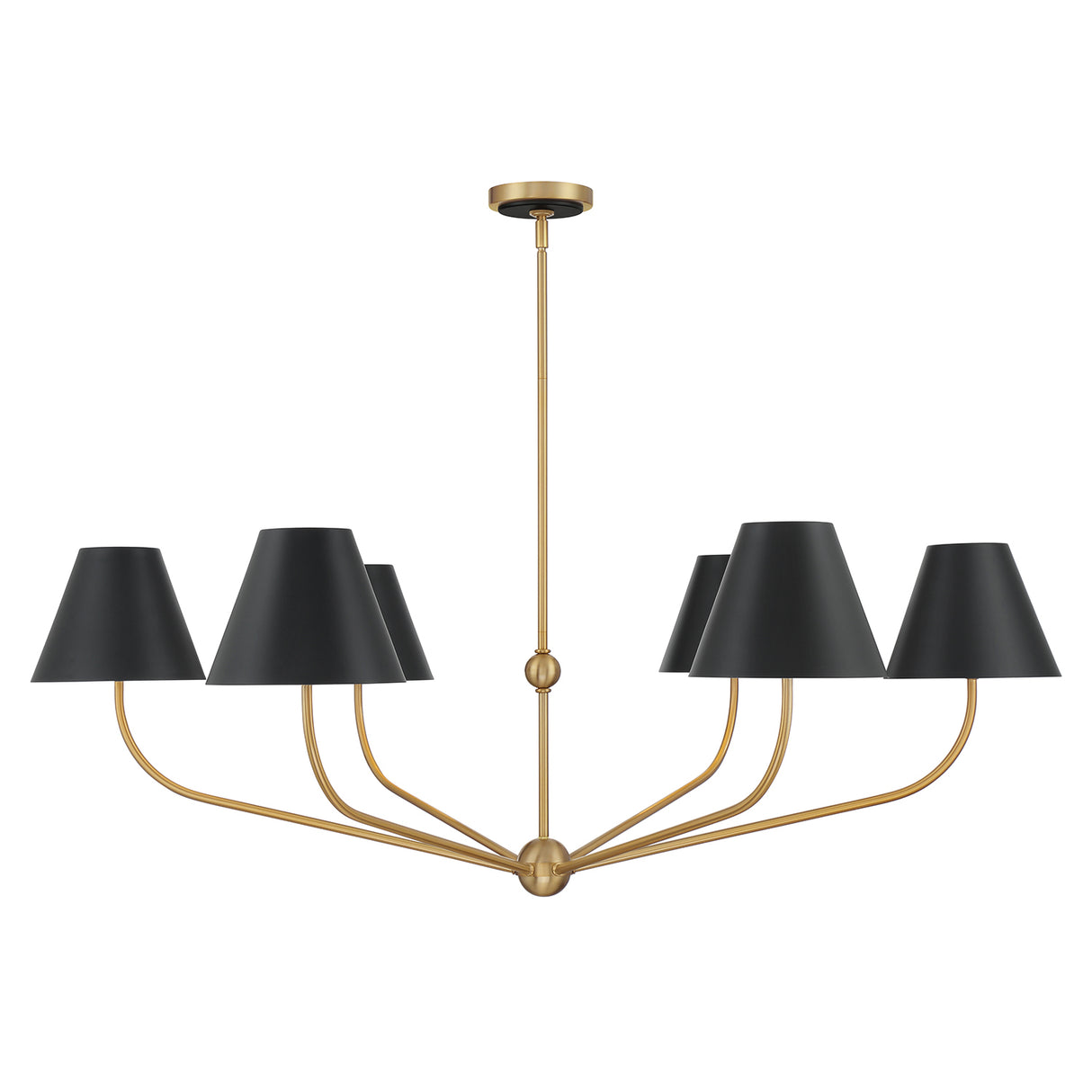Banks 6 Light Chandelier 48", Matte Black and Brass