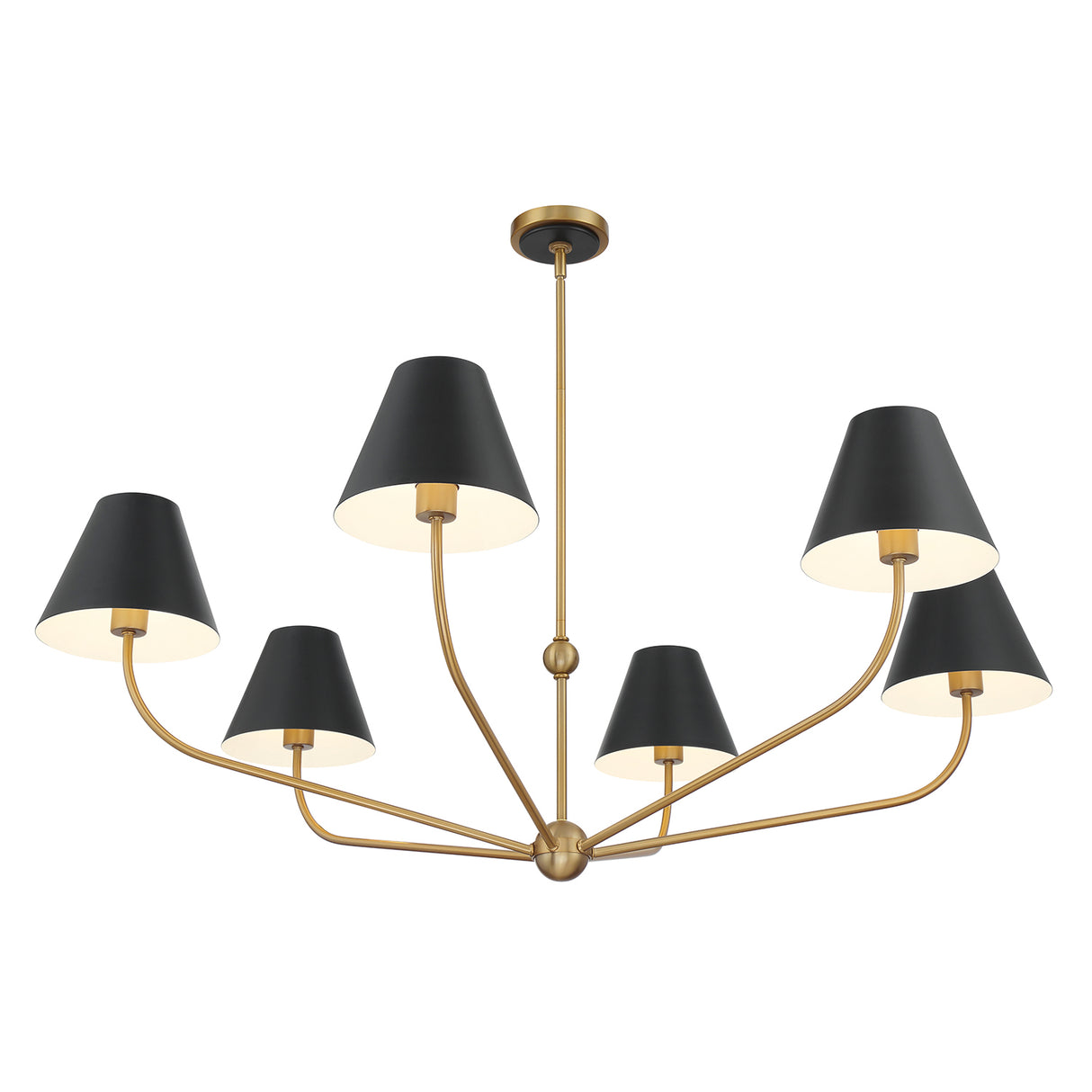 Banks 6 Light Chandelier 48", Matte Black and Brass