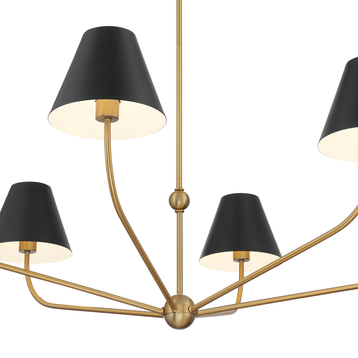 Banks 6 Light Chandelier 48", Matte Black and Brass