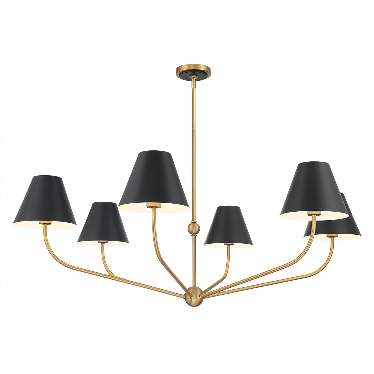 Banks 6 Light Chandelier 48", Matte Black and Brass