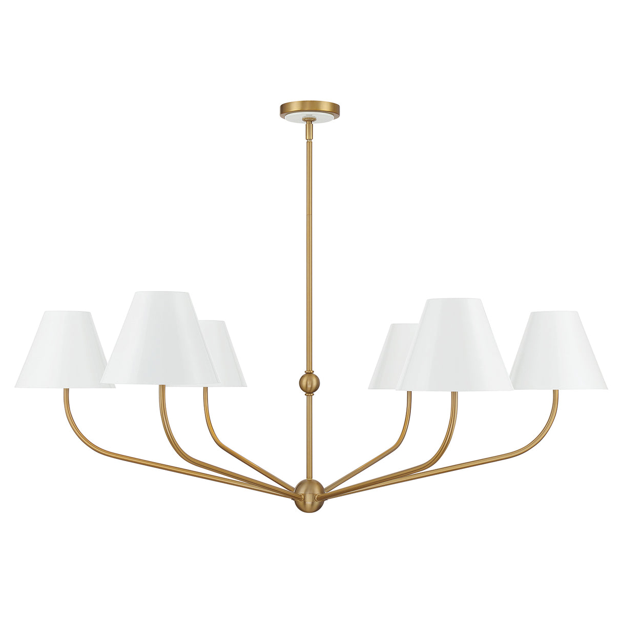 Banks 6 Light Chandelier 48", White and Brass