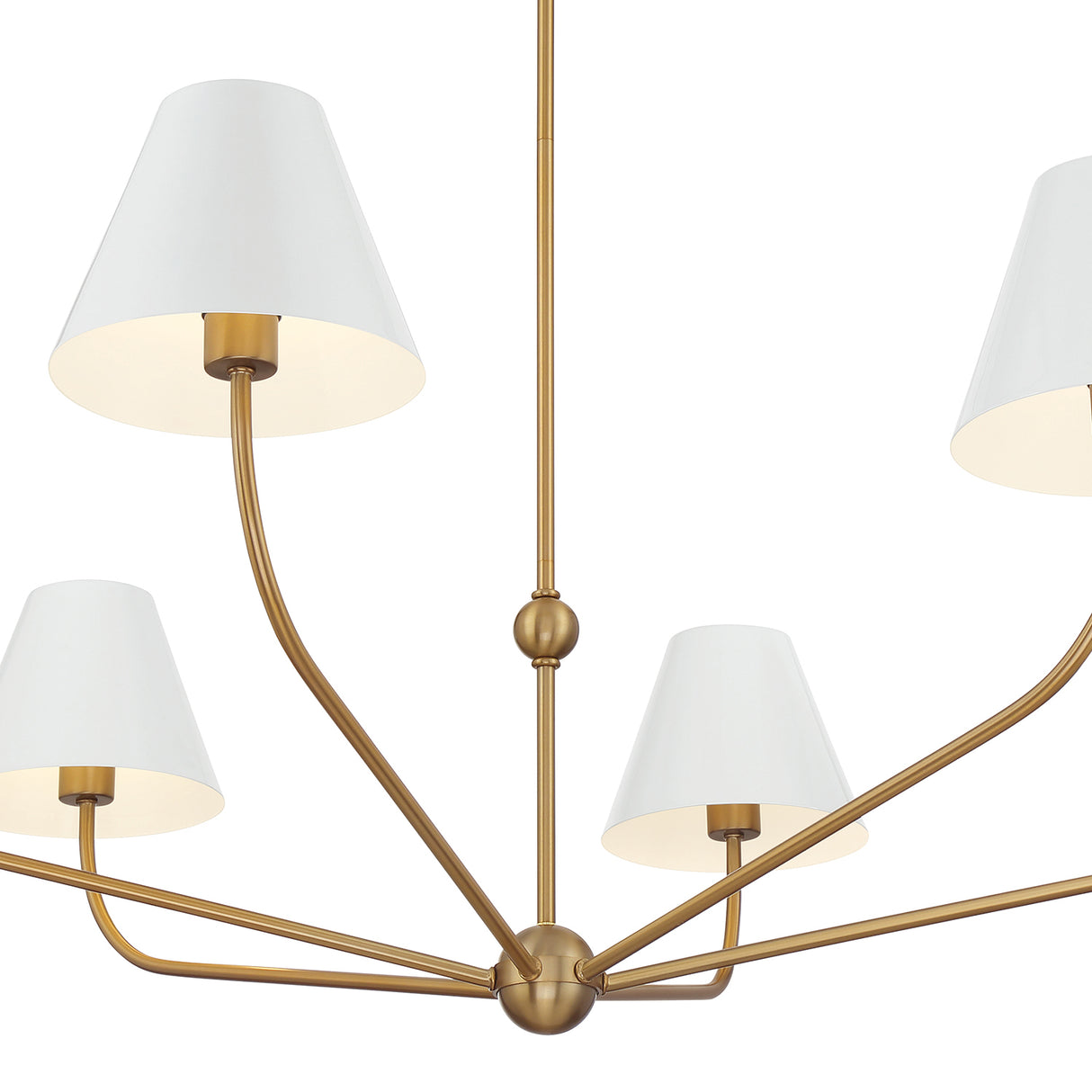 Banks 6 Light Chandelier 48", White and Brass