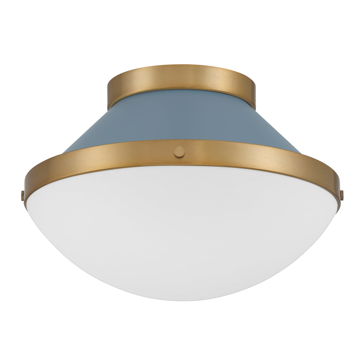 Blair Small Flush Mount 12", French Blue and Brass