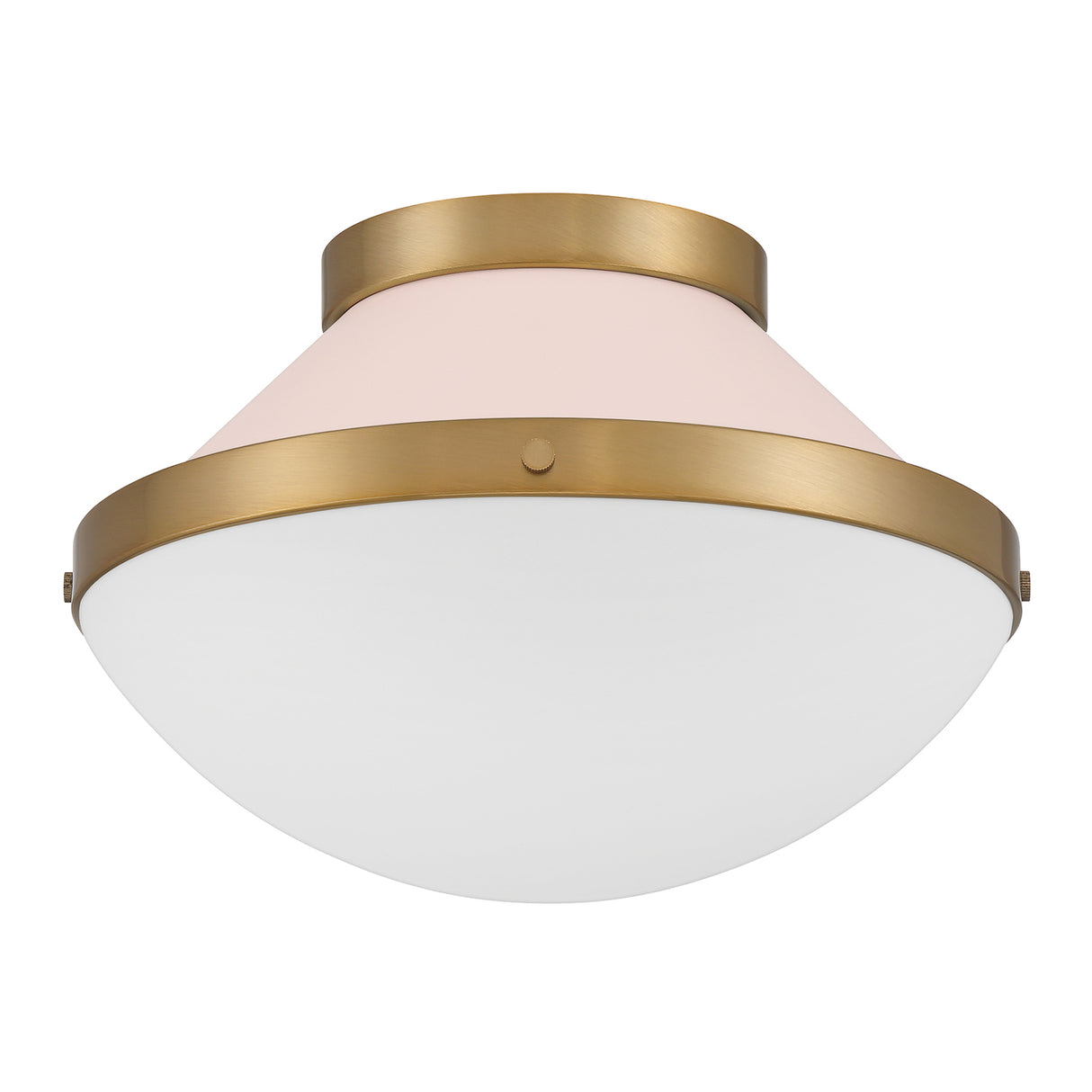Blair Flush Mount 12", Pink Quartz and Brass