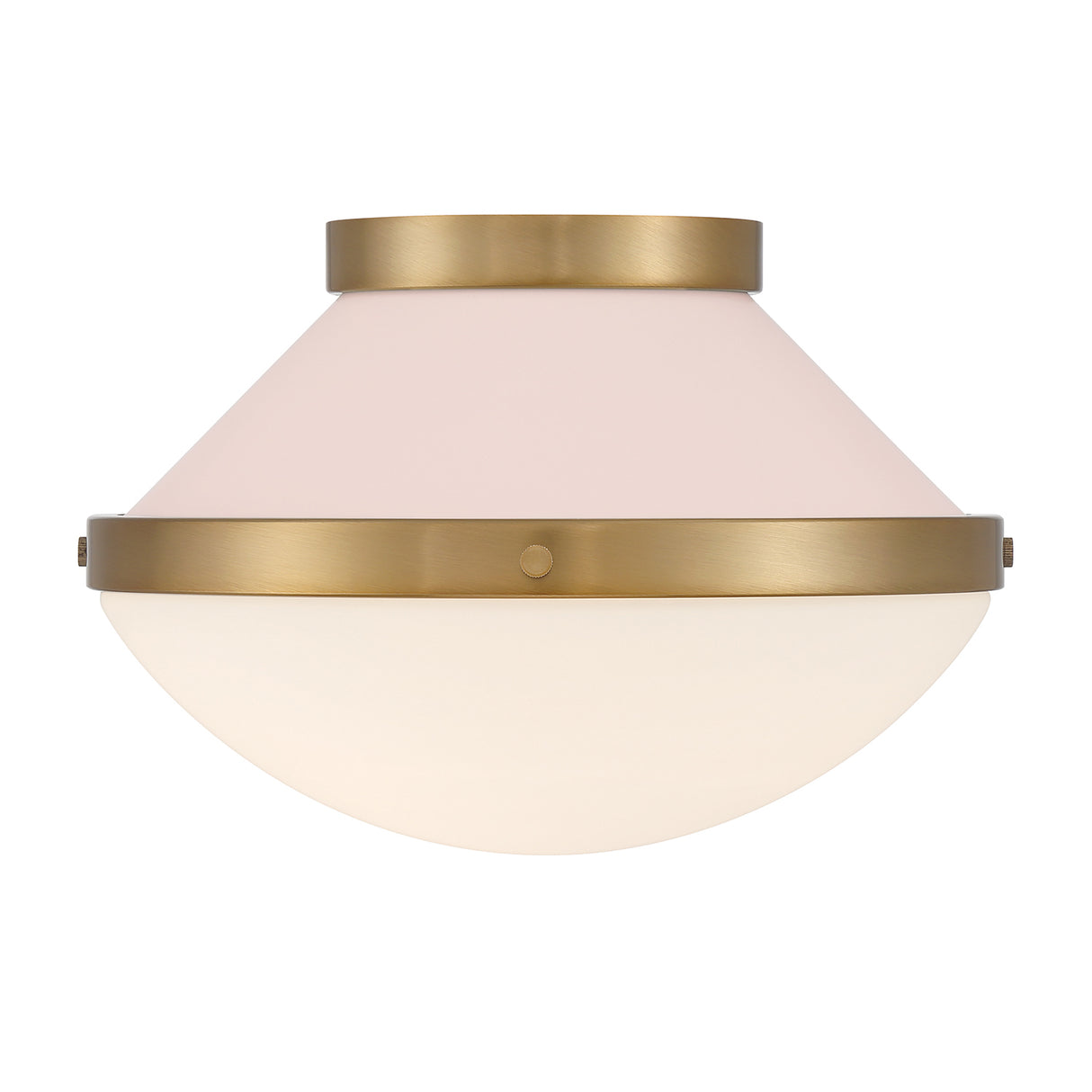 Blair Flush Mount 12", Pink Quartz and Brass