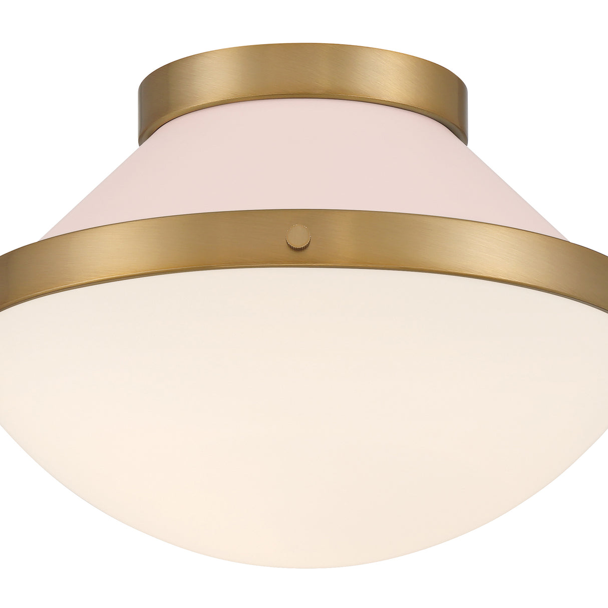 Blair Flush Mount 12", Pink Quartz and Brass
