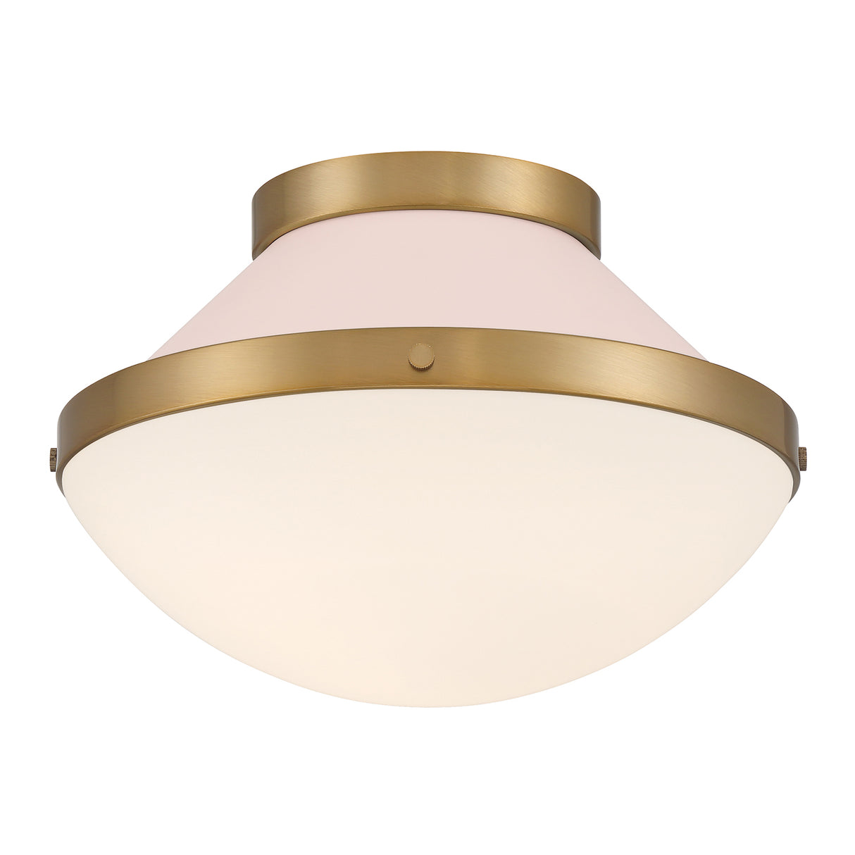 Blair Flush Mount 12", Pink Quartz and Brass