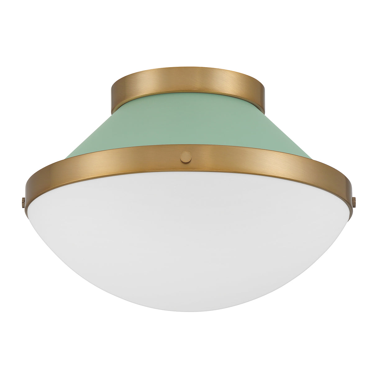 Blair Flush Mount 12", Sage Green and Brass
