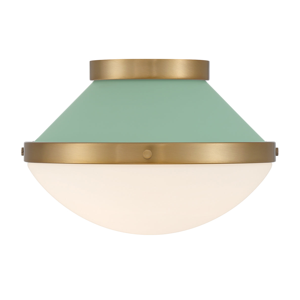 Blair Flush Mount 12", Sage Green and Brass