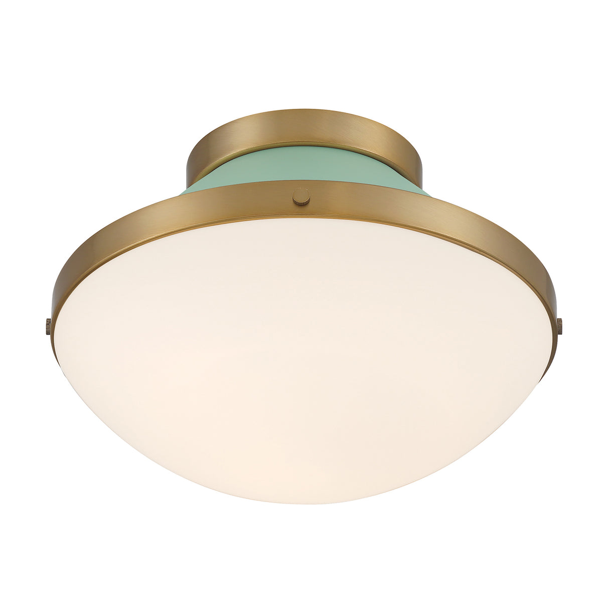 Blair Flush Mount 12", Sage Green and Brass