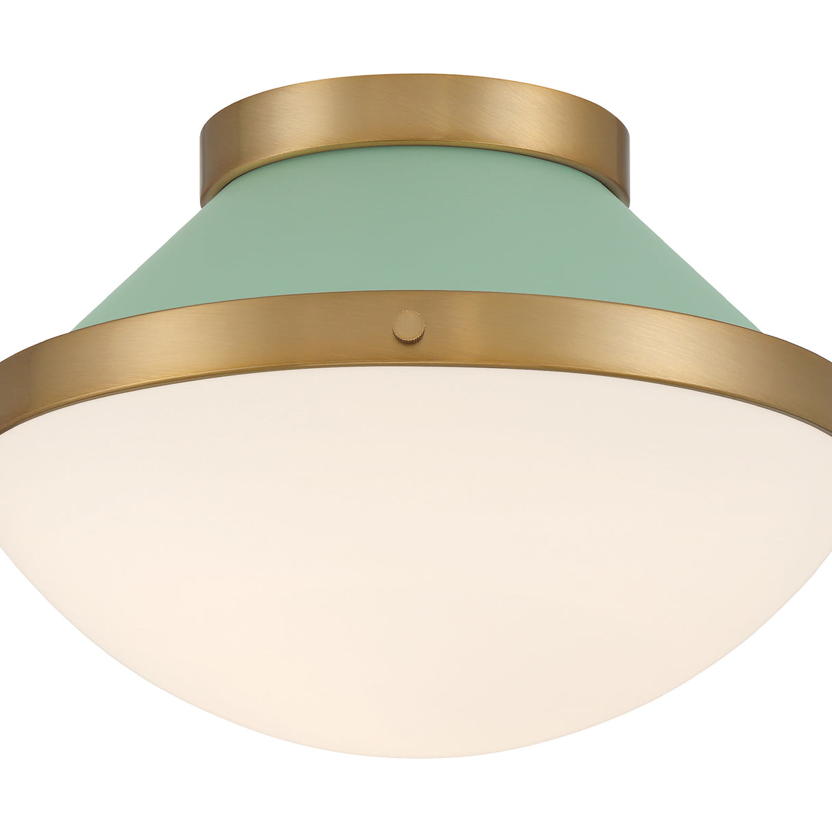 Blair Flush Mount 12", Sage Green and Brass