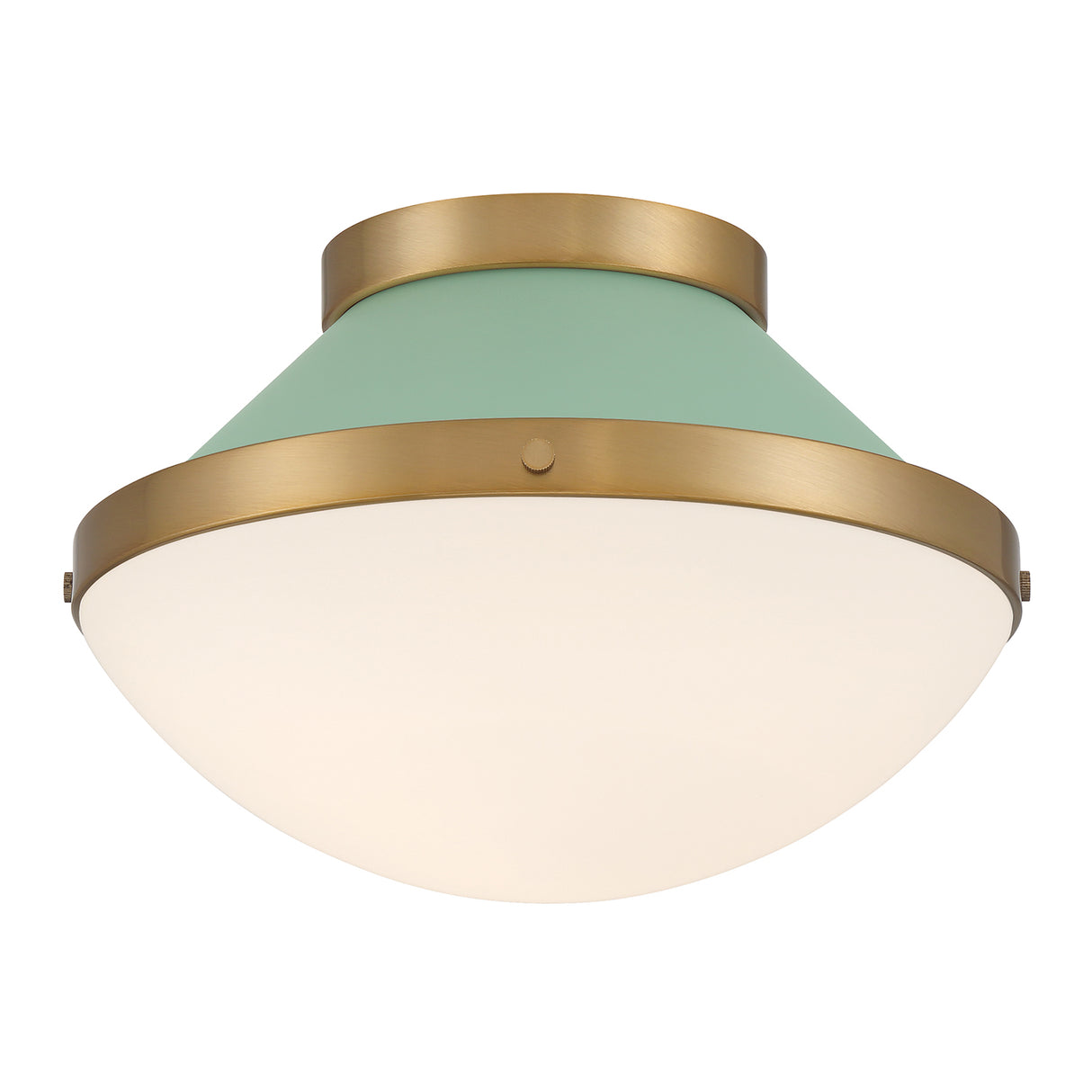 Blair Flush Mount 12", Sage Green and Brass