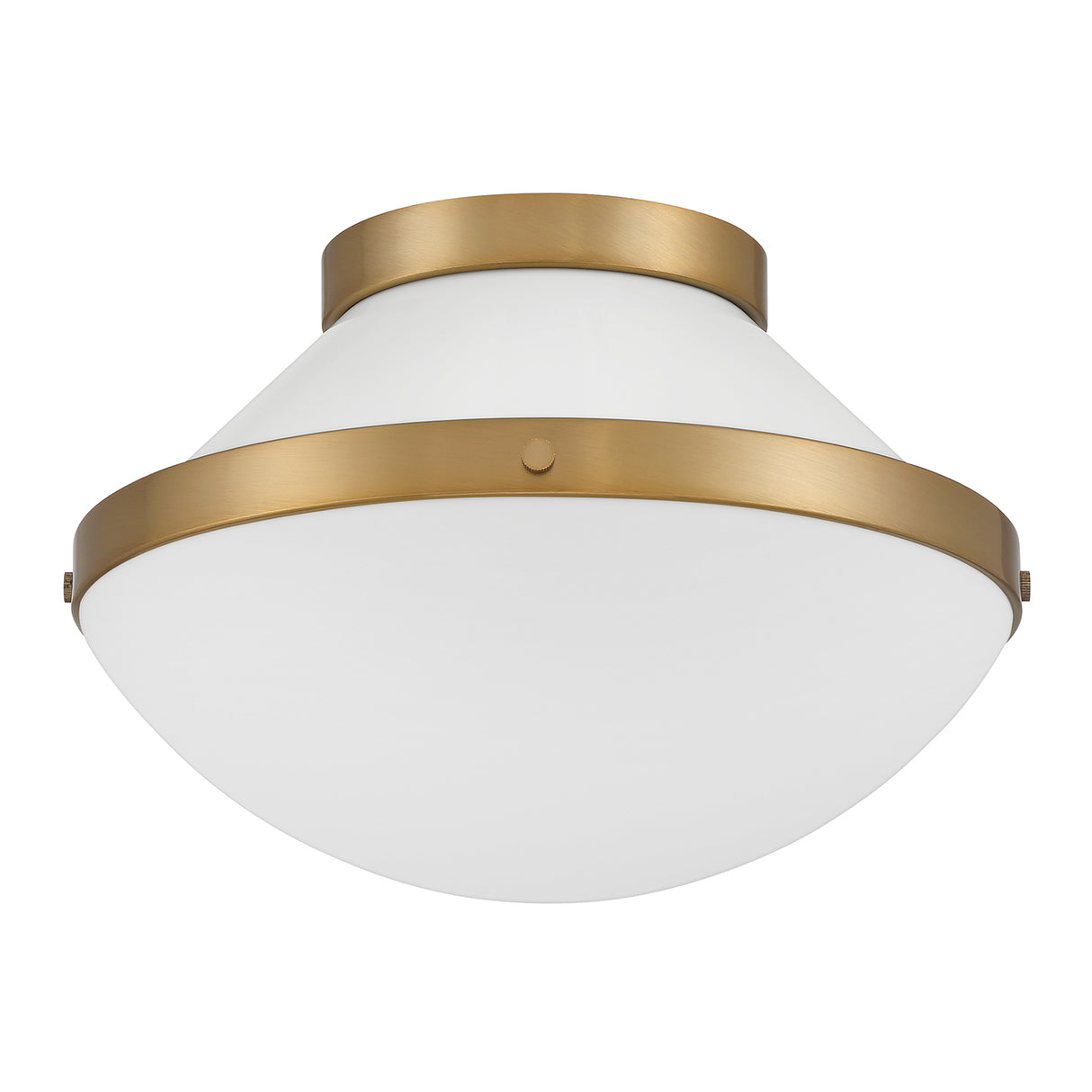 Blair Small Flush Mount 12", White and Brass