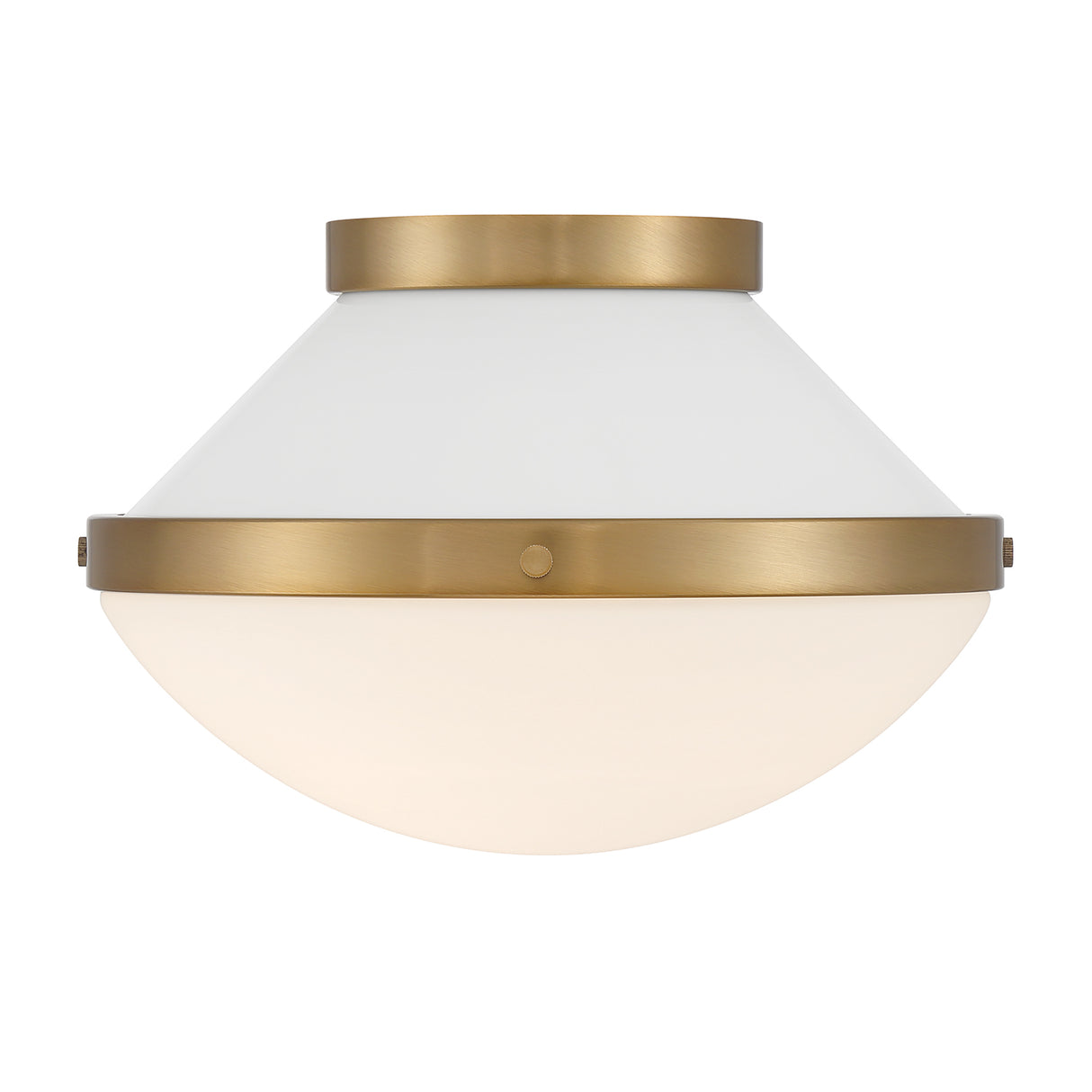 Blair Small Flush Mount 12", White and Brass