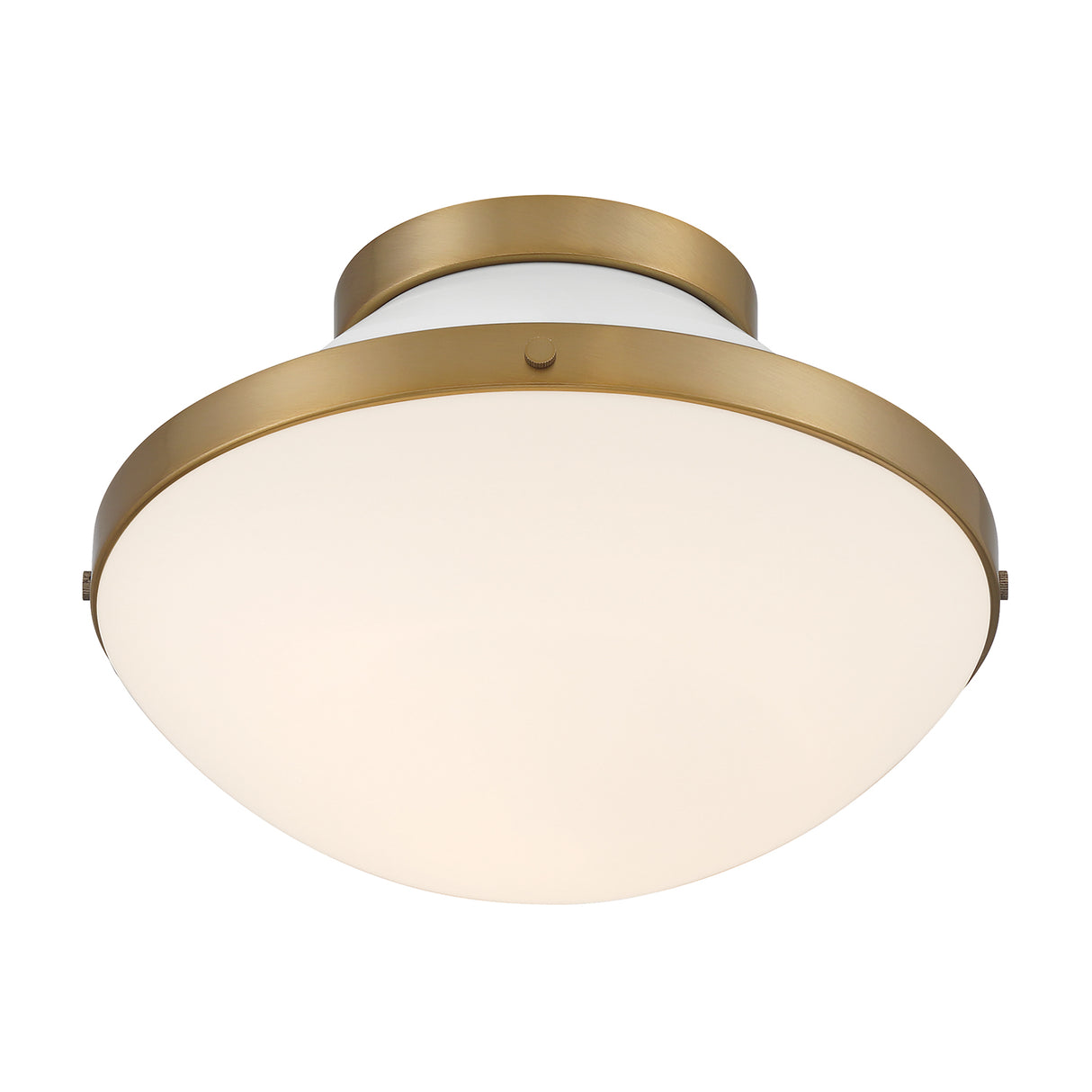 Blair Small Flush Mount 12", White and Brass